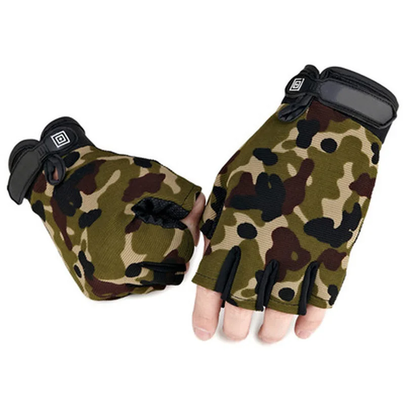 Мужские камуфляжные тактические перчатки Для спорта на открытом воздухе, велоспорта, Полупальцевые противоскользящие, амортизирующие, для фитнеса, рукавицы без пальцев, теплые