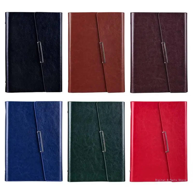 Кожаный бизнес-блокнот M17F с отрывными листами на подкладке, карманами для карт, отделением для ручек.