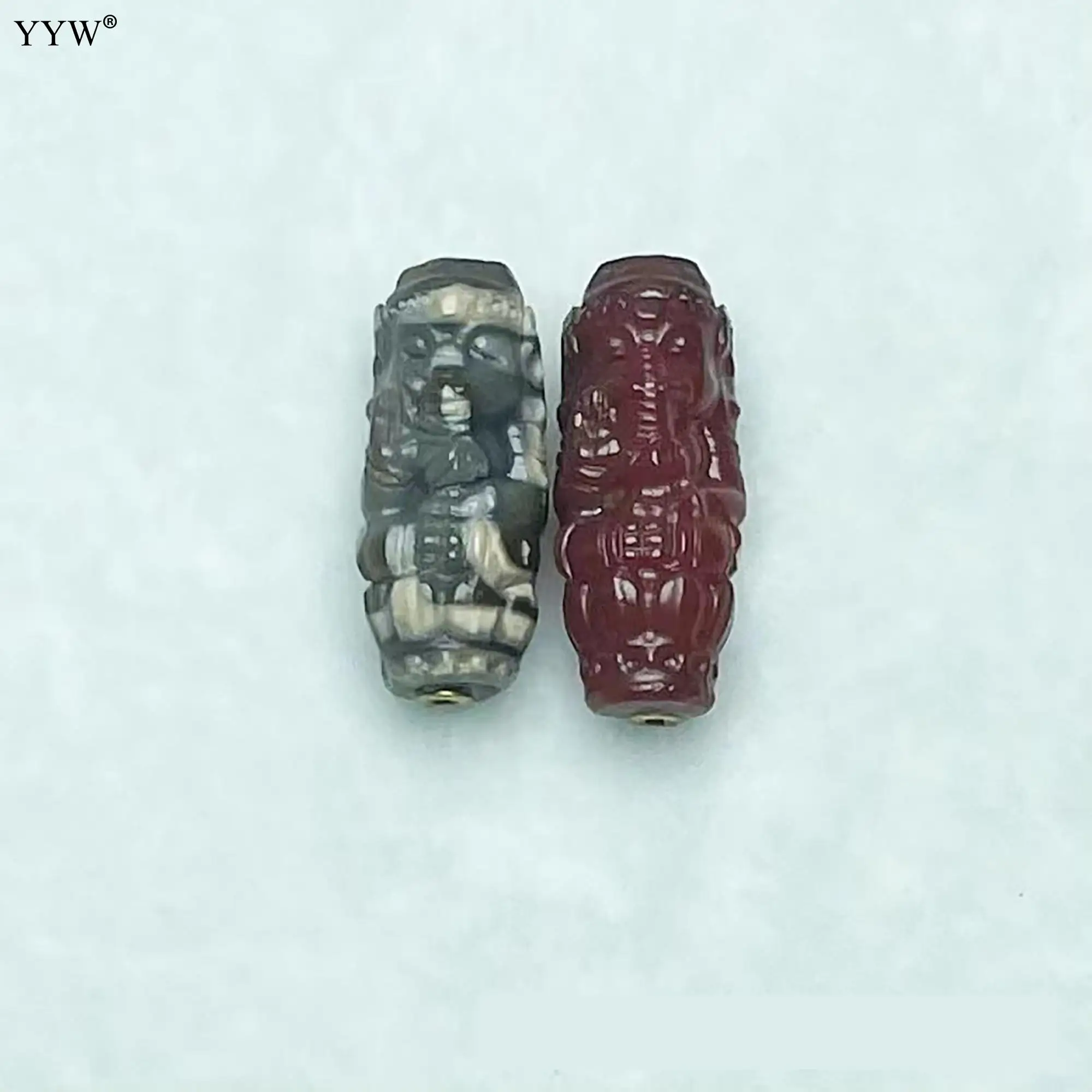 1 ШТ. Высококачественные полированные натуральные тибетские бусины Дзи в форме ведра, резной гравированный буддийский камень 30 мм 40 мм для изготовления браслетов