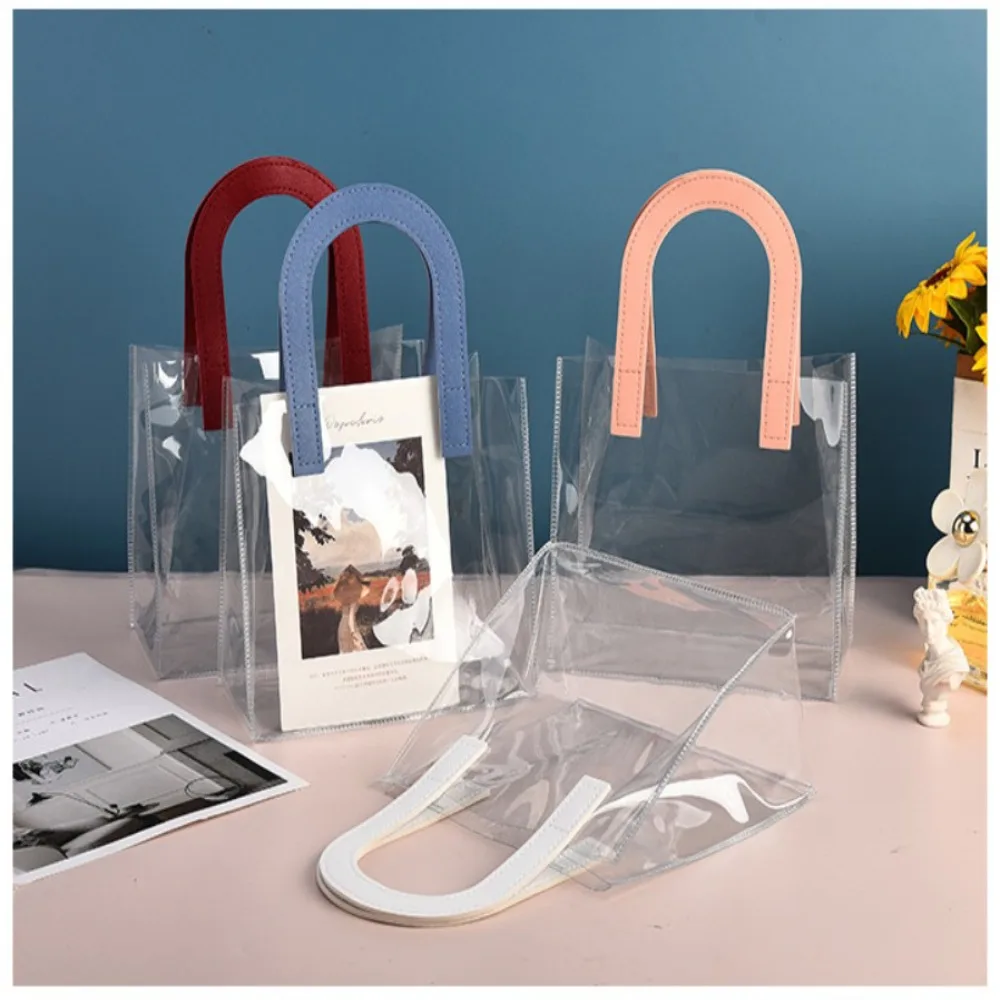 Прозрачная сумка-тоут из ПВХ, высококачественная U-образная ручка, Прозрачная Водонепроницаемая сумка для хранения, подарочная сумка для рук