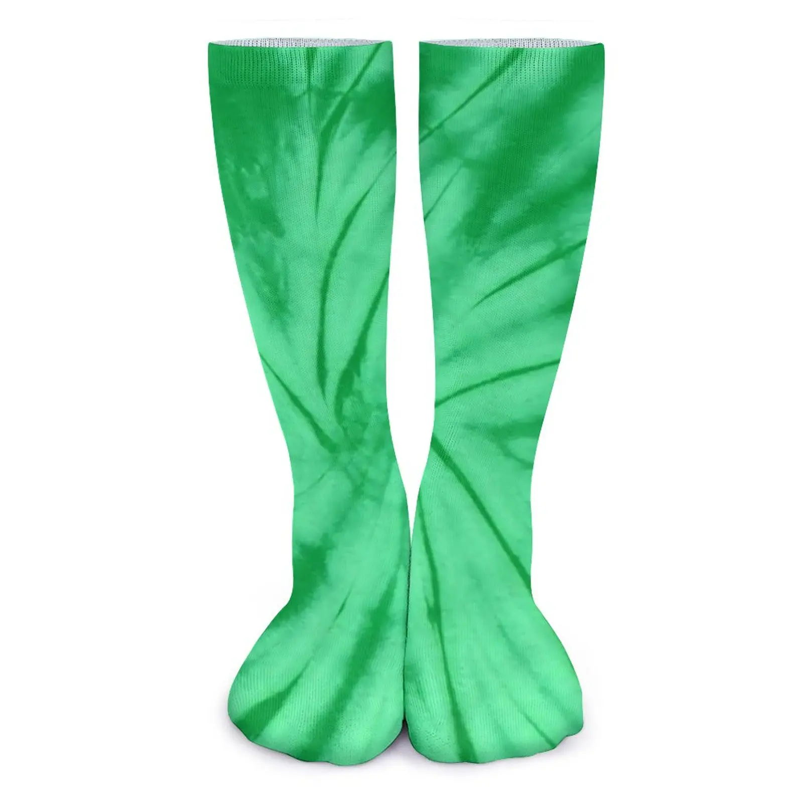 Зеленые чулки с красителем, Спиральные вихревые Элегантные носки на заказ, Осенние Противоскользящие носки, Женские Мужские уличные удобные носки