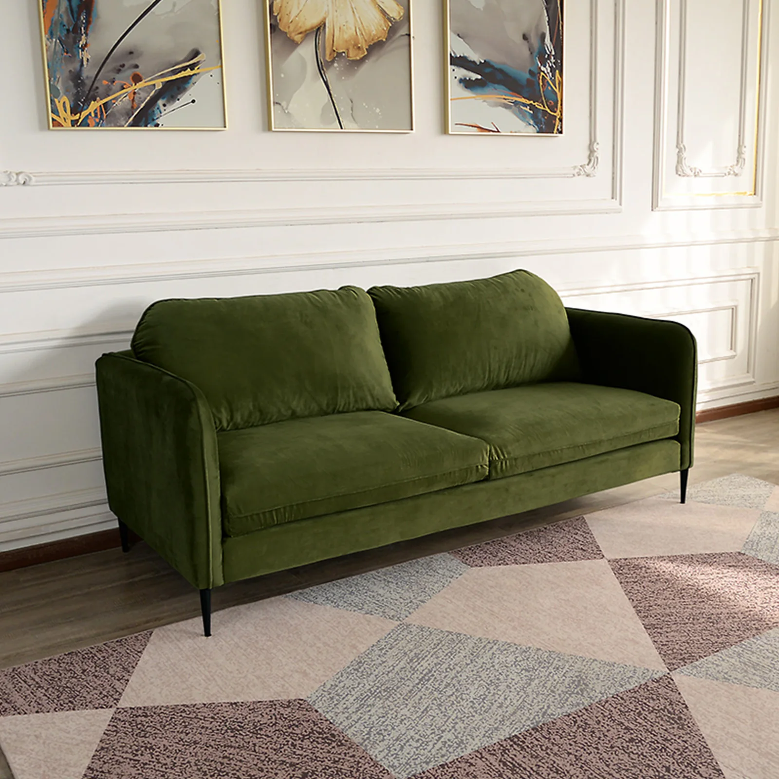 Скандинавский Простой Современный трехместный диван С удобной подушкой, комбинированный диван для гостиной, темно-зеленый
