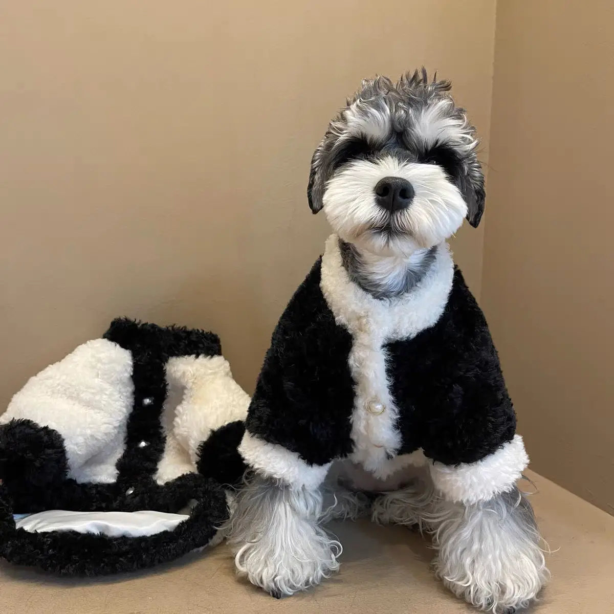 Зимняя одежда для домашних собак, теплая флисовая черно-белая дизайнерская куртка для собак, одежда для французского бульдога для маленьких собак, костюмы для домашних животных