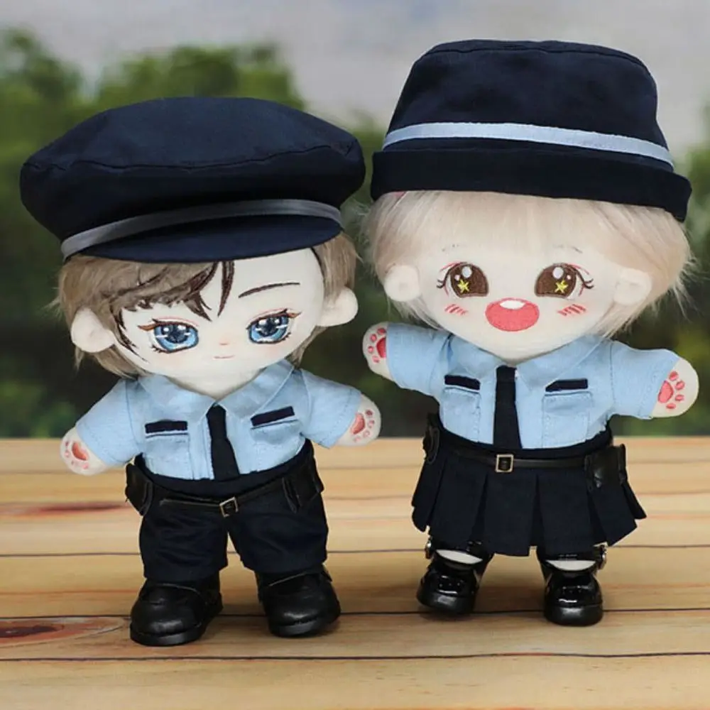 Кукольная одежда 20 см, костюм в полицейской форме для косплея, Синяя рубашка, Брюки, Юбка, Мини-галстук, пояс, полицейская шляпа, Набор аксессуаров для кукол Idol