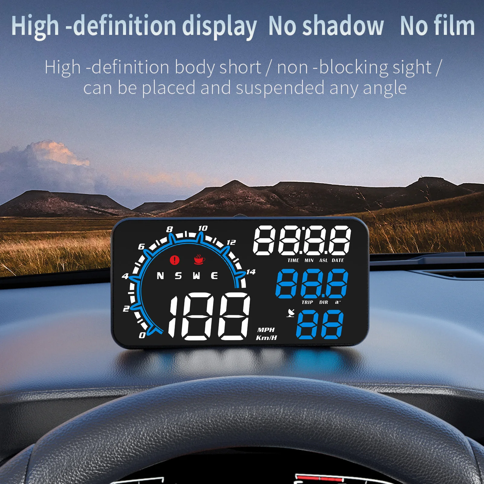 Универсальный автомобильный HUD-дисплей, GPS-спидометр, датчик скорости, сигнализация, Напоминание о вождении, Автоэлектроника