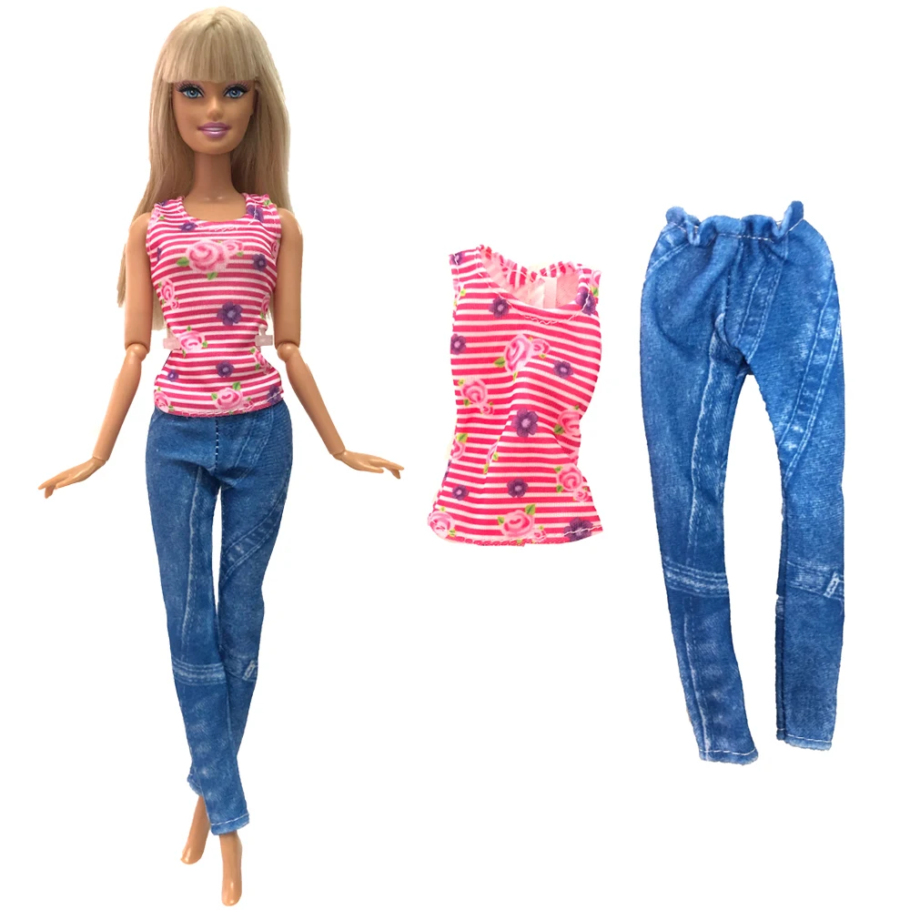 NK Official 1 комплект Новейшей экипировки для куклы Барби, модная одежда, джинсы, одежда, подходящая для куклы длиной 30 см, аксессуары, игрушки