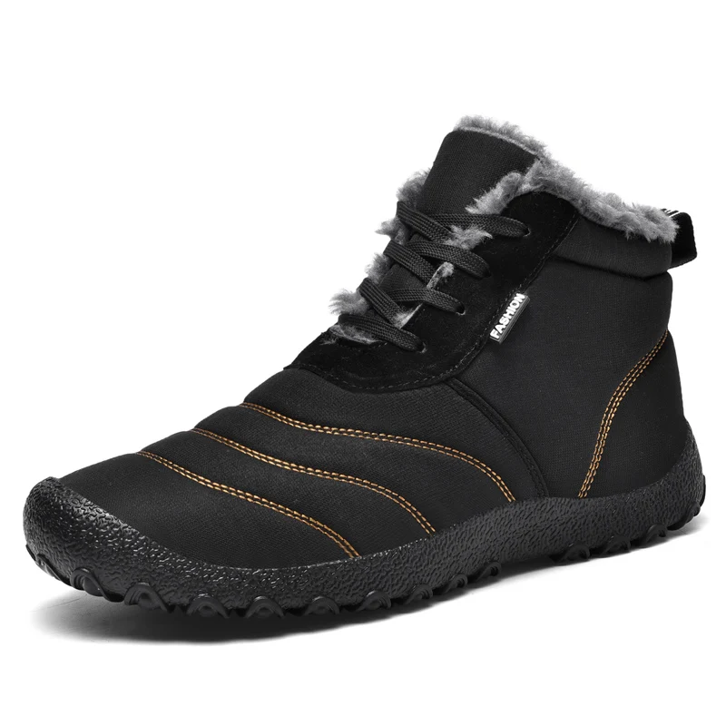 Зимняя обувь унисекс, мужские теплые зимние ботинки на меху, однотонные уличные водонепроницаемые лыжные кроссовки, теплая походная обувь