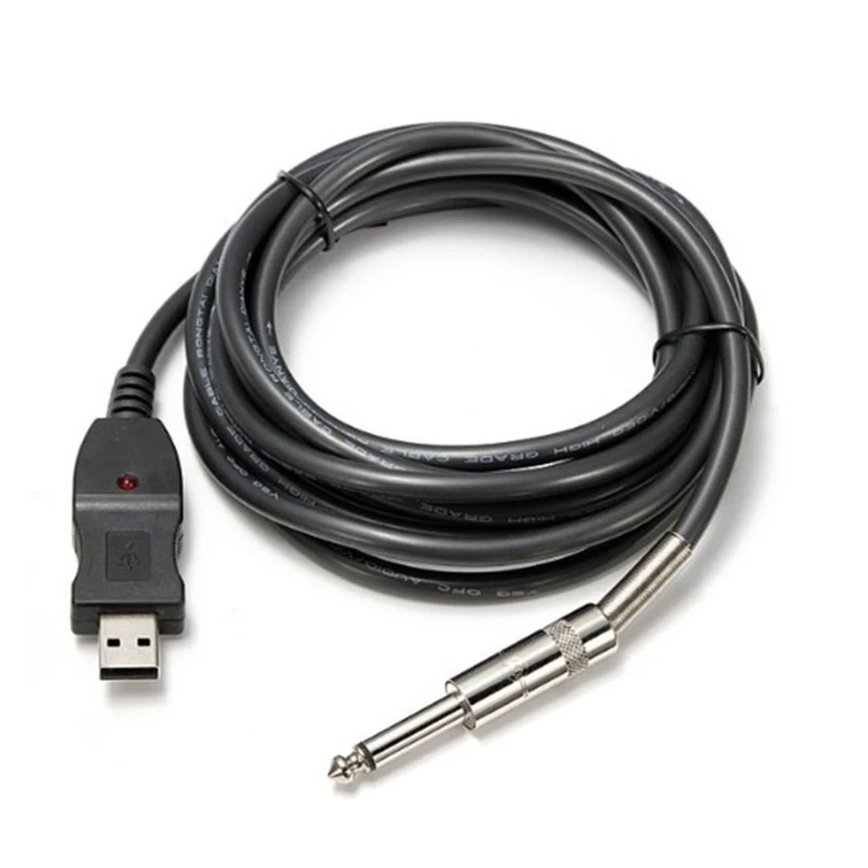 C1FB Легкий USB-гитарный кабель с разъемом USB 6,35 мм 1/4 дюйма TS-Connector Cord