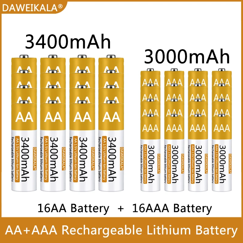 Батарейка типа АА/ААА 1,5 В Полимерная литий-ионная аккумуляторная батарея типа АА/ААА для мыши с дистанционным управлением, маленький вентилятор, электрическая игрушка