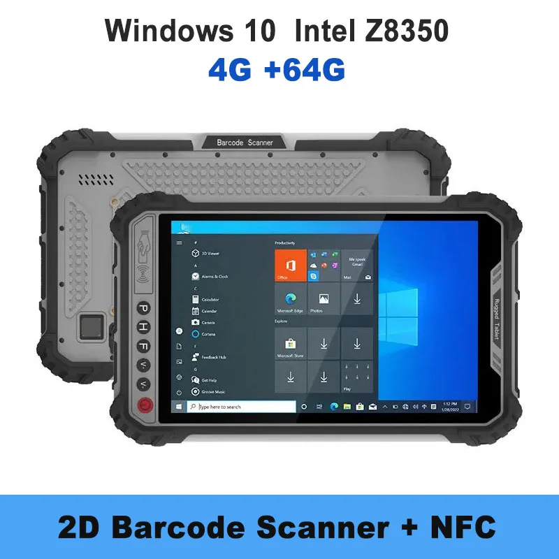 8-дюймовый прочный планшет с Windows 4G RAM 64G ROM NFC WIFI GPS 4G LTE 2D сканер штрих-кода Промышленный водонепроницаемый ПК
