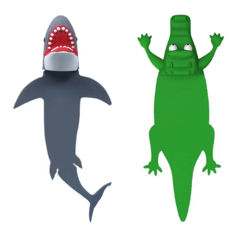 3D Закладки для детей, 3D Закладки в форме акулы и крокодила, дурацкие закладки, Мультяшная Рождественская закладка, Забавный подарок для чтения, Новинка, забавный