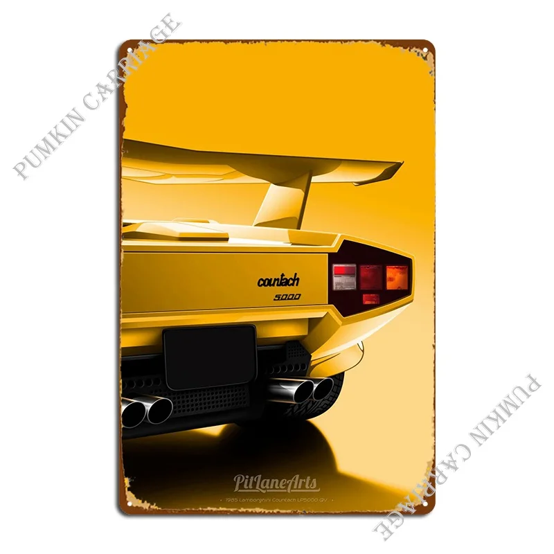 Значок Countach 80-х, металлическая вывеска автомобиля, Ржавый винтажный плакат с баром, Жестяная вывеска, плакат