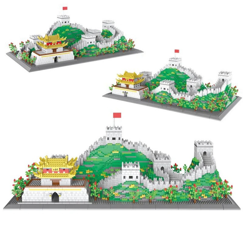 Китайская Великая стена, микро строительные блоки, знаменитая архитектура, Мини-кирпичные игрушки, 3D модель PZX 9924 на Рождество
