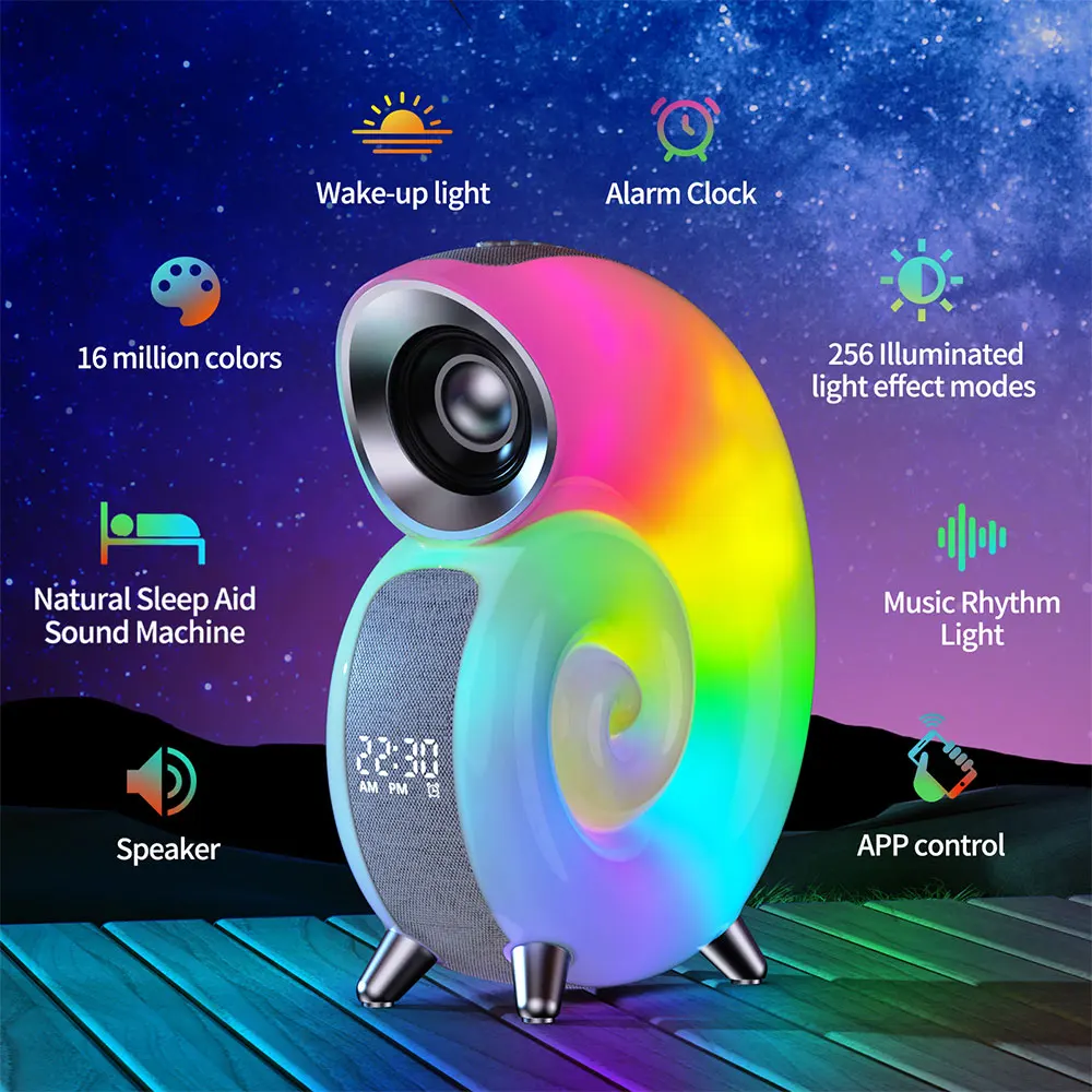 Светодиодный будильник Мощностью 15 Вт, Красочный сабвуфер, RGB-подсветка, зарядка с Bluetooth-динамиком, Прикроватный Светильник, Домашний Декор, Детские Подарки