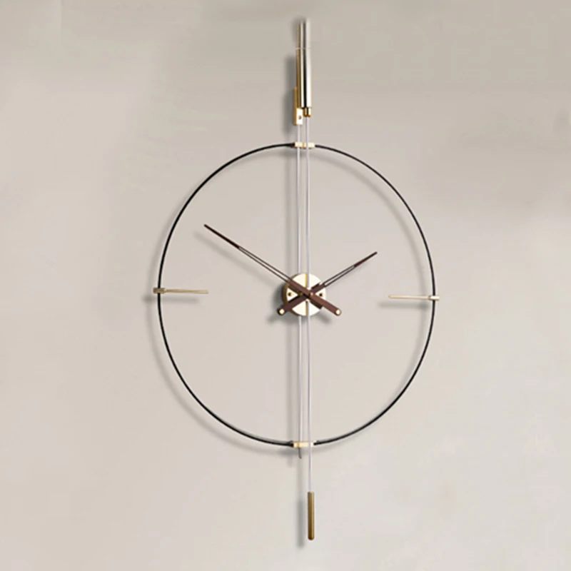 Золотисто-черные настенные часы в минималистичном стиле, уникальный подвесной дизайн, большие настенные часы с маятником, креативный декор для дома El Hogar