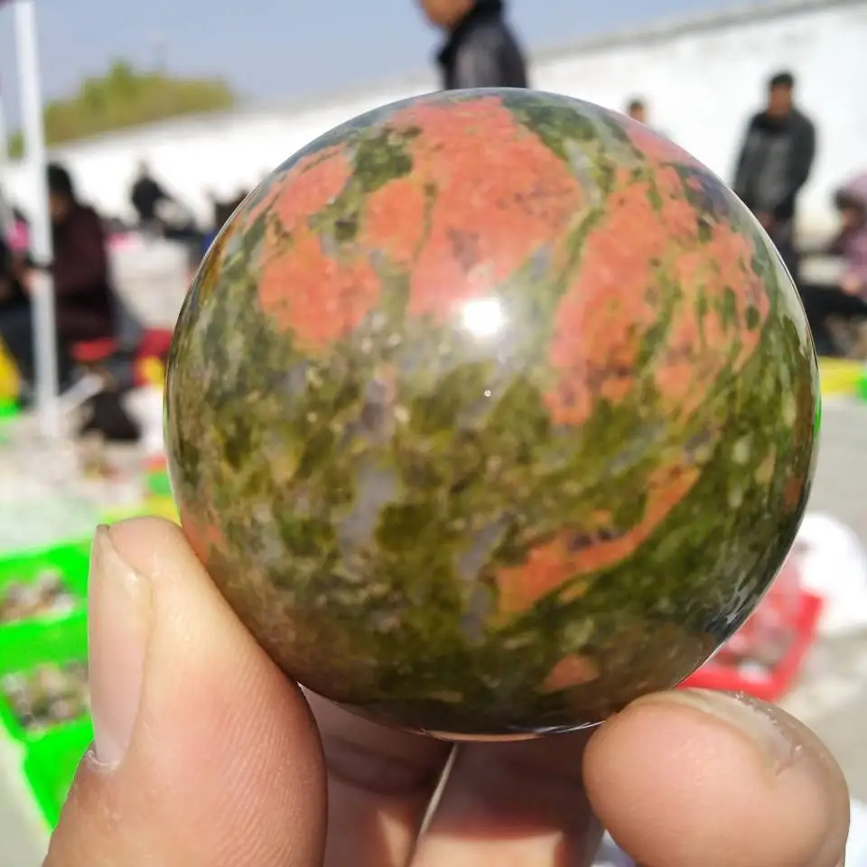 50 мм шарики из натурального драгоценного камня Полированная хрустальная сфера из унакита для украшения дома