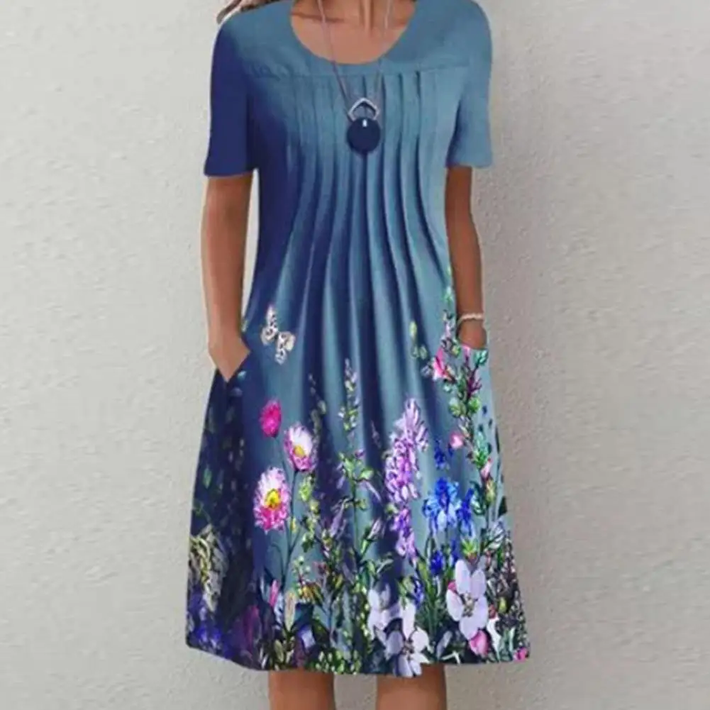 Стильное женское платье с цветочным принтом, которое можно стирать, летнее платье 2 цветов, приятное на ощупь для отпуска