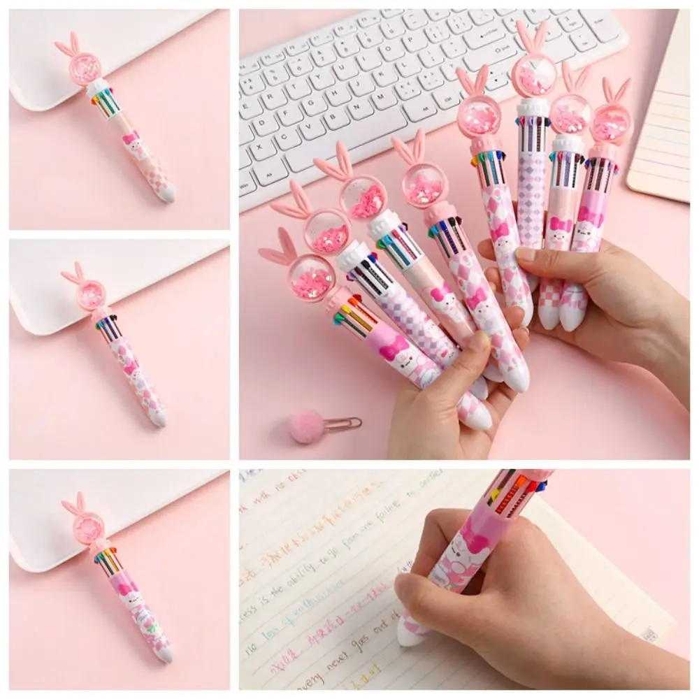 Быстросохнущие разноцветные ручки с мультяшным рисунком 0,5 мм Гелевая ручка в форме кролика для письма, маркировочная ручка Школьная
