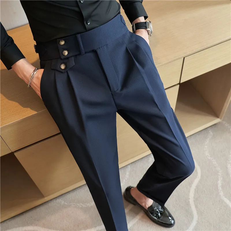 Брендовая одежда Мужская Корейская версия, Высококачественный деловой костюм, Брюки/Мужские Облегающие Повседневные Офисные брюки с высокой талией 36-29