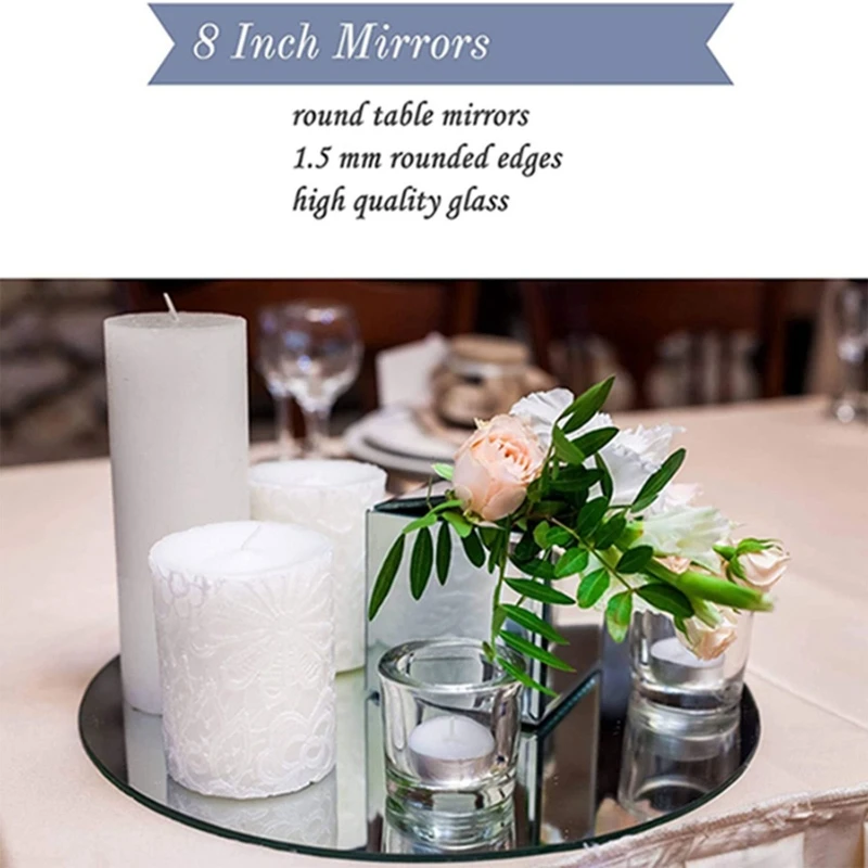 Круглый акриловый Зеркальный поднос 8-дюймовая круглая Зеркальная тарелка Декоративный Аксессуар для свадьбы, детского душа, центральных элементов на День рождения