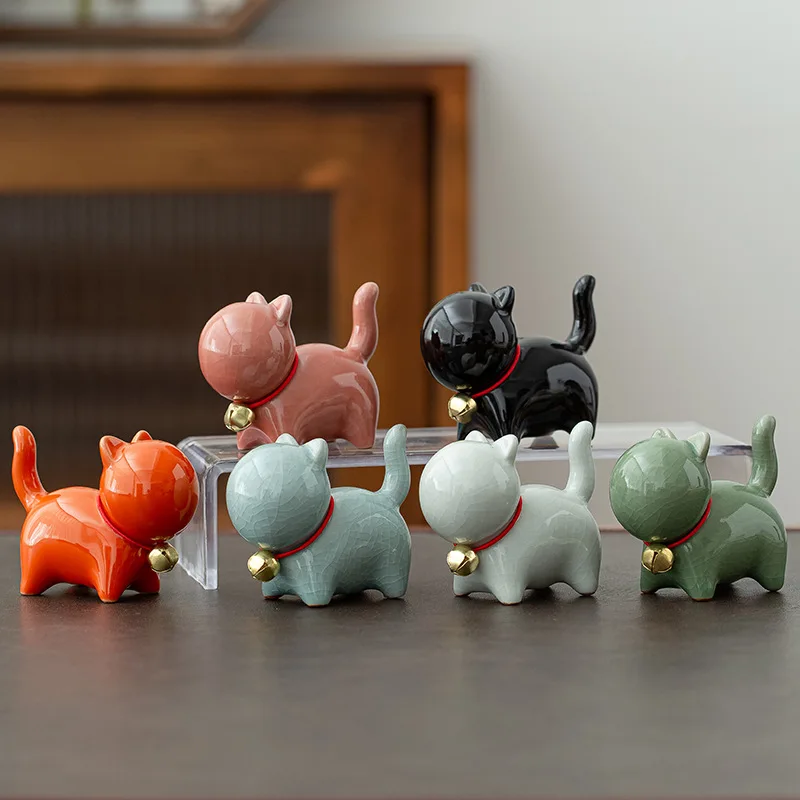Креативное керамическое украшение для милых кошечек Чайный микроландшафт для домашних животных Украшение рабочего стола в помещении Чайный набор Аксессуары Чайная игра