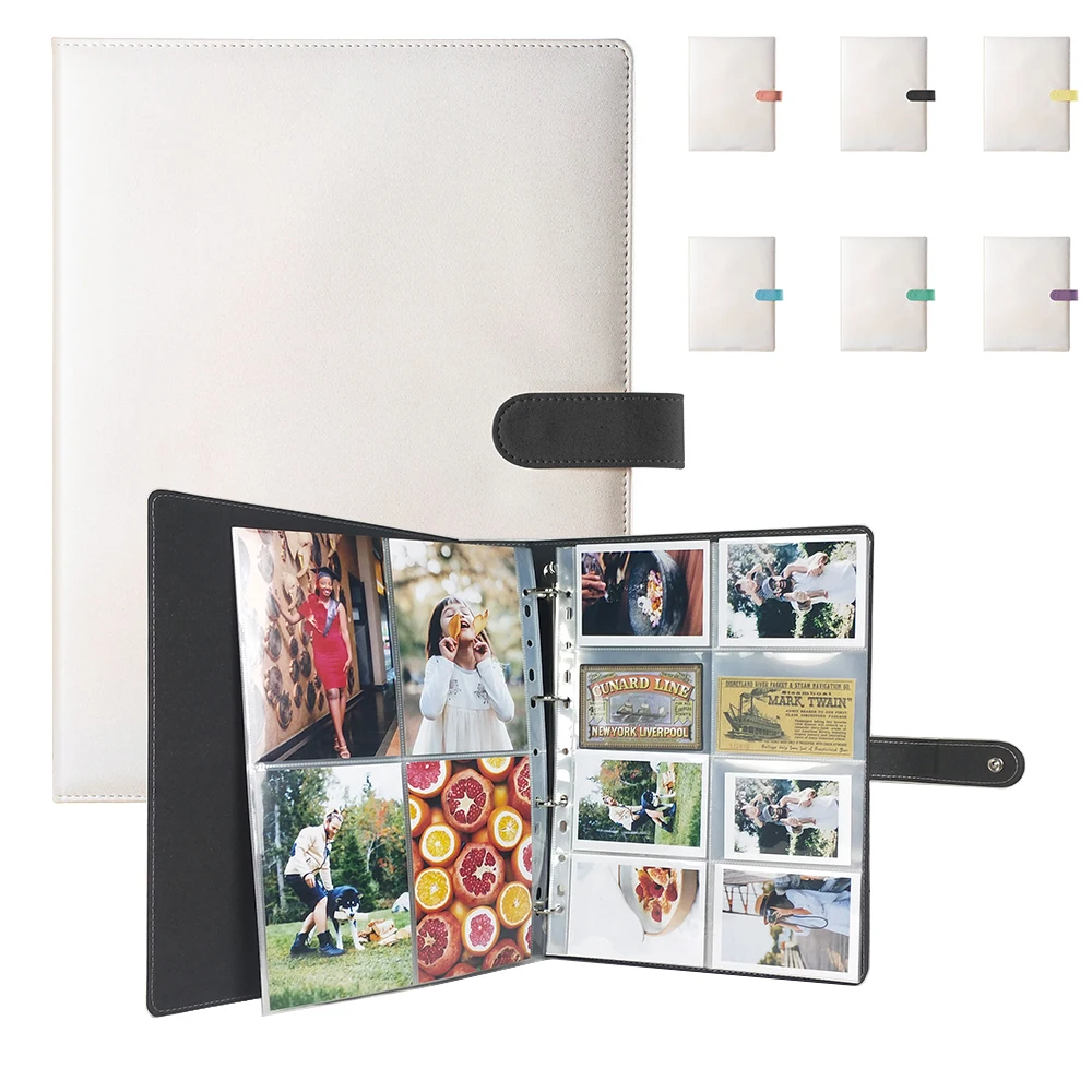 PLRBOK A4 Контрастных Цветов Из Искусственной Кожи Большой Фотоальбом с Крепежным Кольцом Для Блокнота В Переплете Для Планирования 10 × 15 Карточек Канцелярские Принадлежности