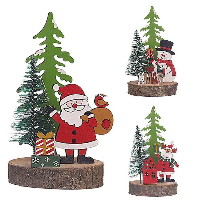 Счастливого Рождества Деревянные украшения Рождественский Санта Лось Снеговик Настольные украшения Поделки из дерева Natal Navidad 2024 Детские Игрушки Подарки