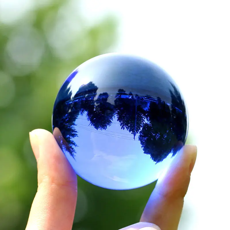Синий хрустальный шар Фэн-шуй, Волшебный стеклянный шар, Глобус, сфера, Фигурки, Миниатюры, украшения для подарков, Аксессуары для украшения дома.