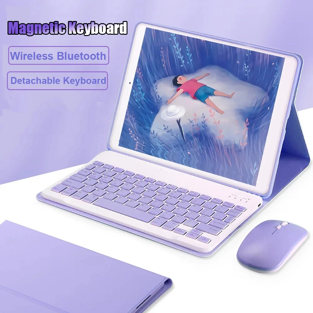 Бесплатная беспроводная клавиатура Mouse для Realme Pad 2 2023, 11,5-дюймовая Bluetooth-клавиатура и мышь, защитный кожаный чехол с откидной крышкой