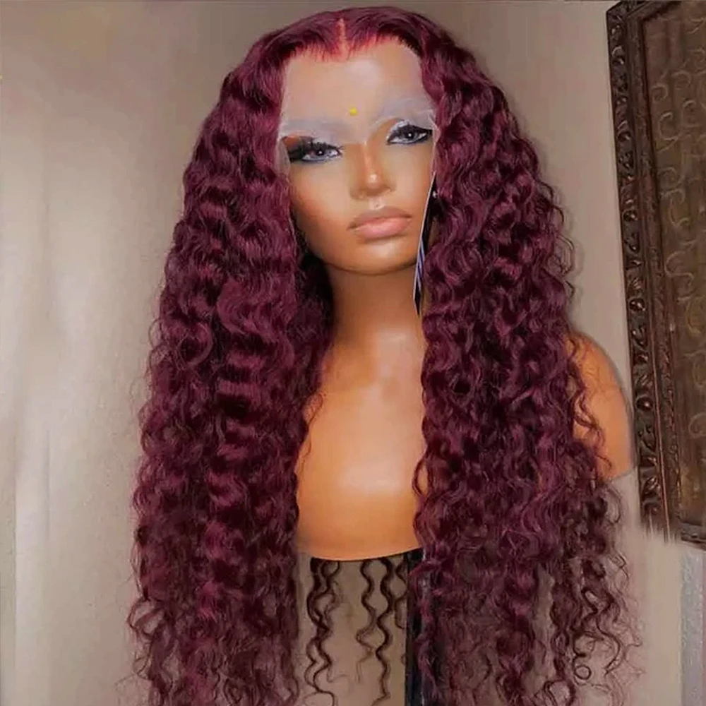 УНИКАЛЬНЫЙ длинный Свободный синтетический парик с глубокими завитками # 118, Красные кружевные парики спереди для чернокожих женщин, Кудрявый парик для косплея, высокая температура