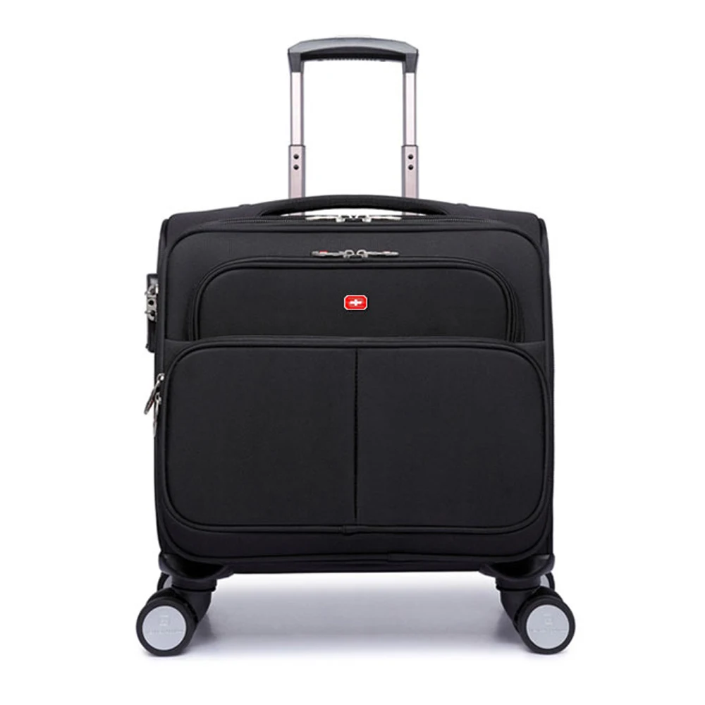 Новый нейлоновый темно-черный мужской/женский дорожный чемодан с телескопической тягой 16 дюймов для багажа со спиннером