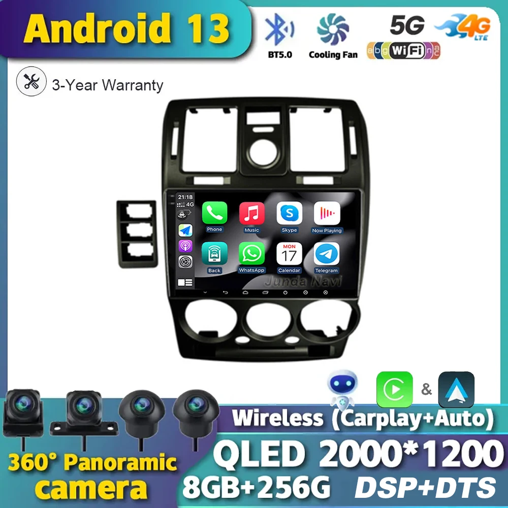 Android 13 4G Carplay Для HYUNDAI GETZ 2002-2011 WIFI Автомобильное Радио Мультимедиа 360 Камера Видеоплеер GPS Навигация Стерео QLED