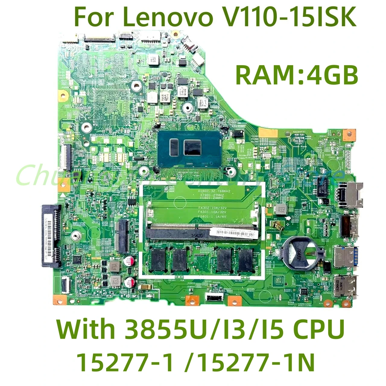 Для ноутбука Lenovo V110-15ISK материнская плата 15277-1/15277-1N с процессором 3855U/I3/I5 Оперативная память: 4 ГБ 100% Протестировано, полностью работает