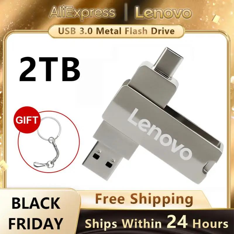 Lenovo TYPE C USB Флэш-Накопитель OTG 2 В 1 USB-Накопитель 3,0 2 ТБ Флеш-Накопитель 128 ГБ Флешка С Кольцом Для Ключей Для Доступа к Ps5