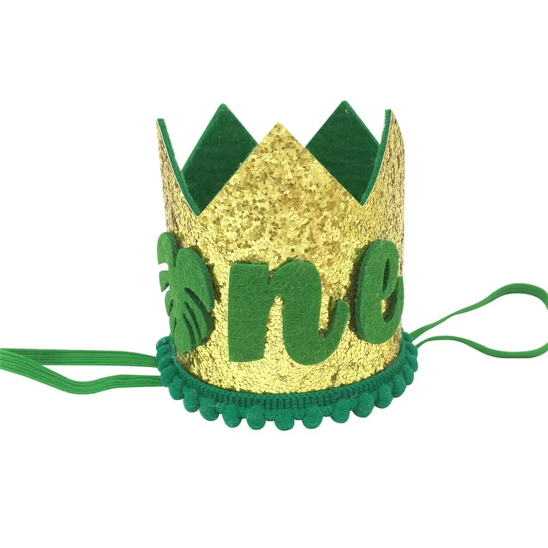 Дети 1-й день рождения, тема джунглей, день рождения шляпа Корона листьев джунглей, день рождения, парк дикой природы Baby душ мальчик дикая вечеринка декор