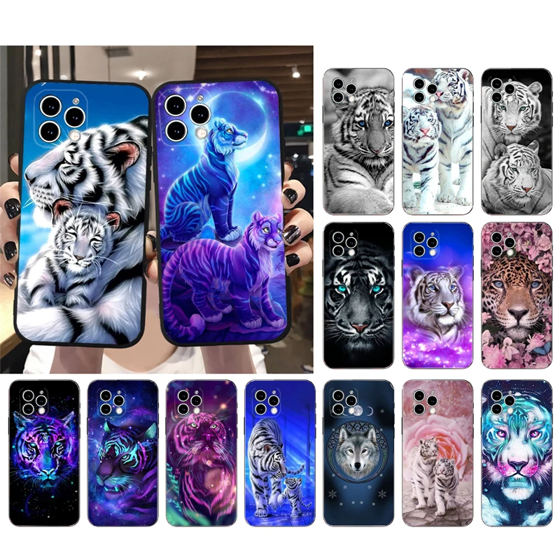 Чехол для телефона iphone 15 14 Pro Max 13 12 11 Pro Max 12mini 14 Plus SE Cool Tiger Art Case Funda