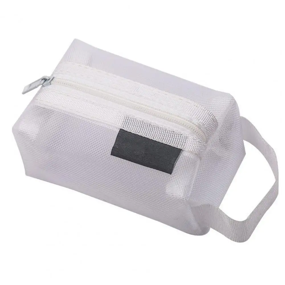 Сетчатая сумка для губной помады Универсальная прозрачная сетчатая сумка с переносной ручкой Вместительное хранилище для студенческих канцелярских принадлежностей, косметики, монет