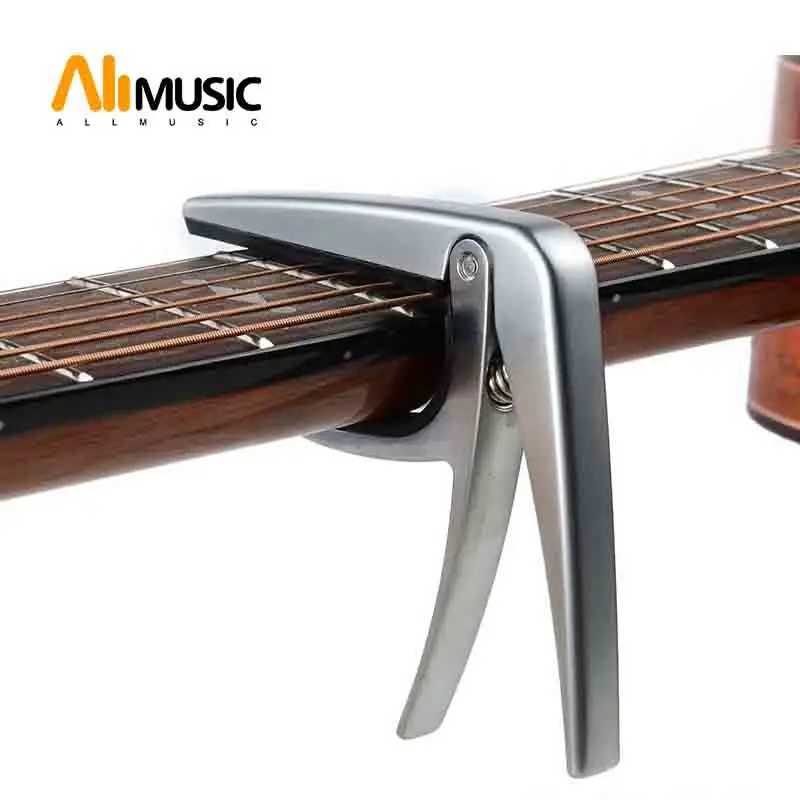 Aroma AC-02 Серебристо-металлическая классическая гитара с силиконовой подушкой для капо Размер