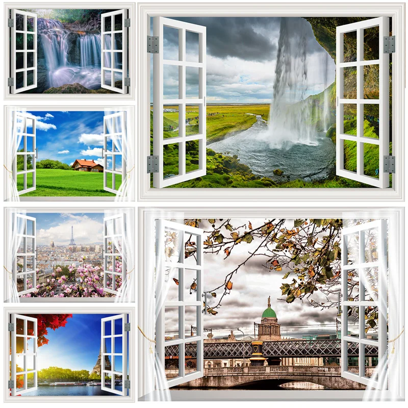 Фон для фотосъемки с природными пейзажами за окном, украшения в помещении, Фотофоны, Студийный реквизит 22523 CHFJ-04