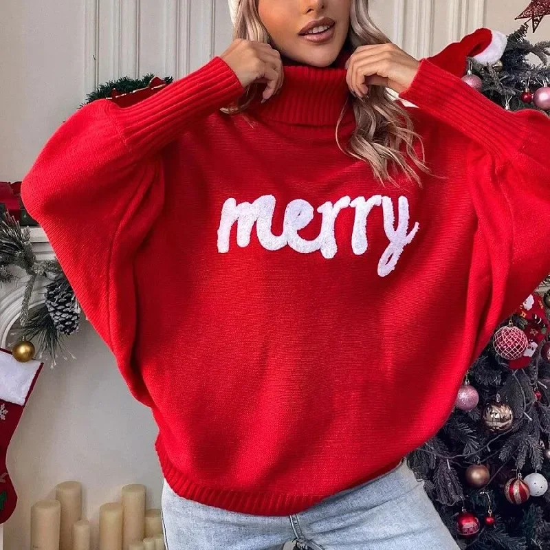 Рождественская зимняя женская рубашка с надписью Happy Letter, свободный пуловер с длинными рукавами 