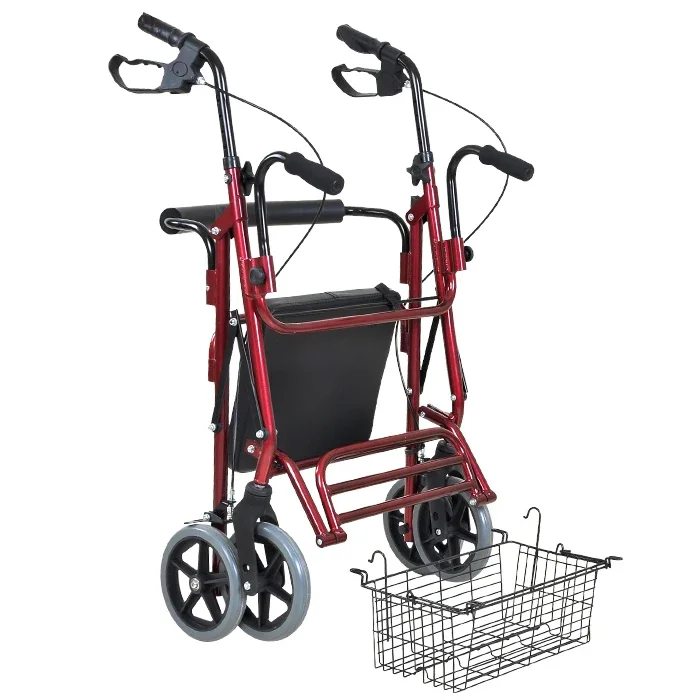 Прогулочная коляска для пожилых людей со складной подставкой для ног с сиденьем, ручным тормозом, ходунками для инвалидов