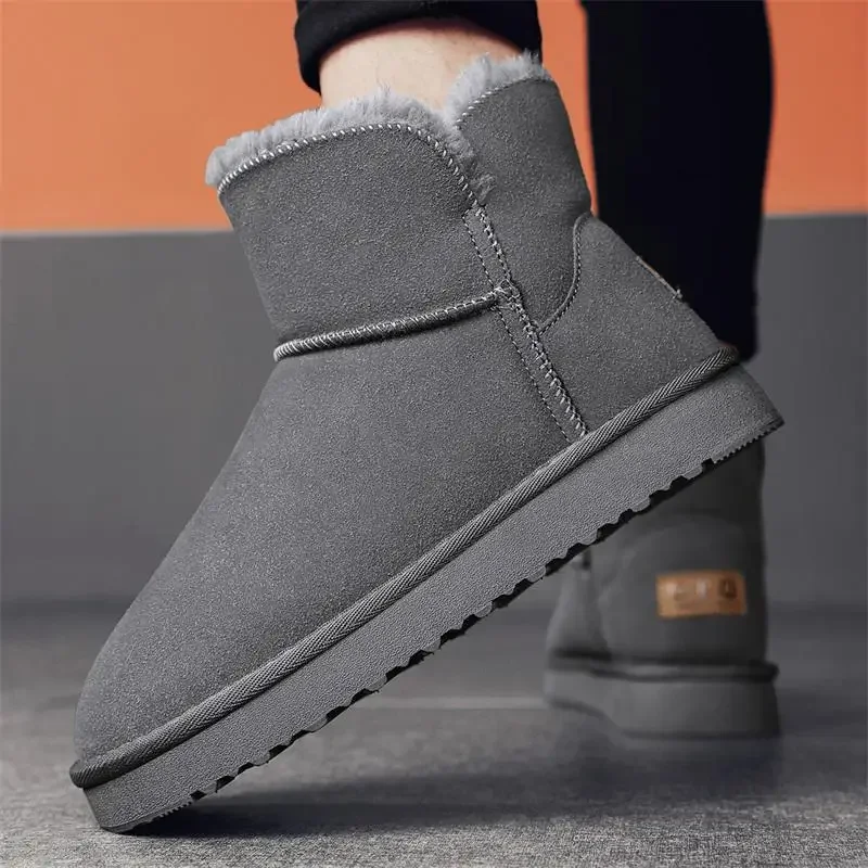 Мужские зимние ботинки, мужская зимняя обувь 2023 года, утепленные хлебные туфли на флисовой подкладке, мужская теплая меховая обувь с хлопковой подкладкой.