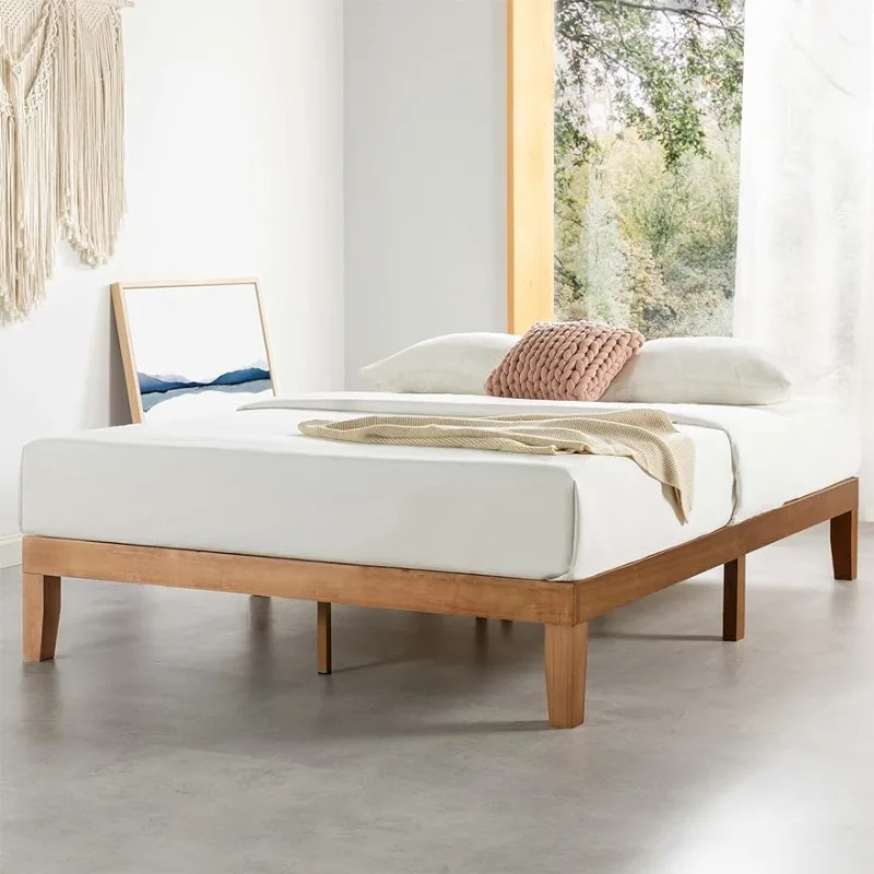Mellow Naturalista Classic - 12-дюймовая кровать-платформа из массива дерева с деревянными рейками, пружинный блок не требуется, Простая сборка King