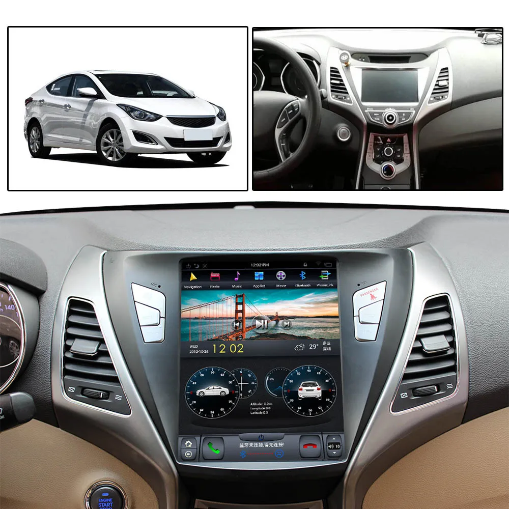 Вертикальная Автомобильная Навигация HD Tesla style GPS Авторадио Android9 PX6 для Hyundai Elantra 2012 2013 Avante MD/I35/Elantra 2012-2016