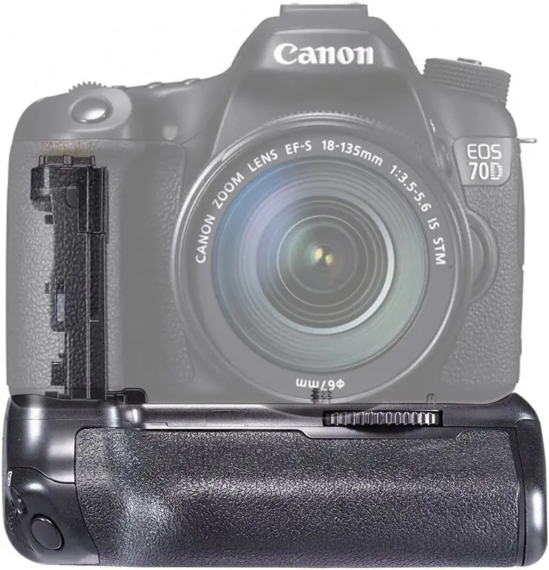 Держатель батарейной ручки Neewer (замена для BG-E14) Работает с батареей LP-E6 или 6ШТ батареек типа АА для цифровых зеркальных фотокамер Canon EOS 70D 80D 90D