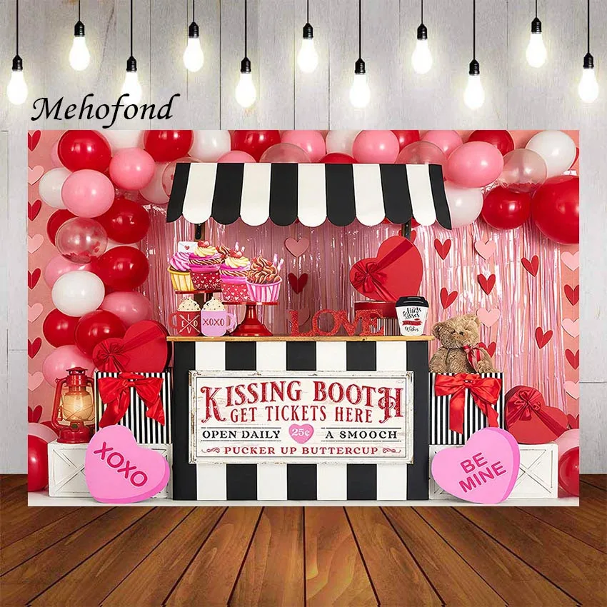 Фон для фотосъемки Mehofond на День Святого Валентина, стенд для поцелуев, воздушные шары, Вечеринка по случаю Дня рождения девочек, фон для портретного декора, фотостудия