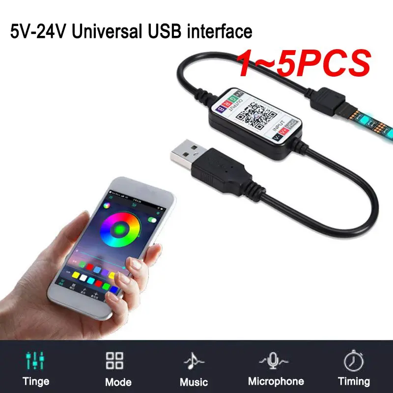 1 ~ 5ШТ Мини Беспроводное управление смартфоном 5-24 В, контроллер RGB светодиодной ленты, USB-кабель, светодиодный контроллер 4.0 для отелей