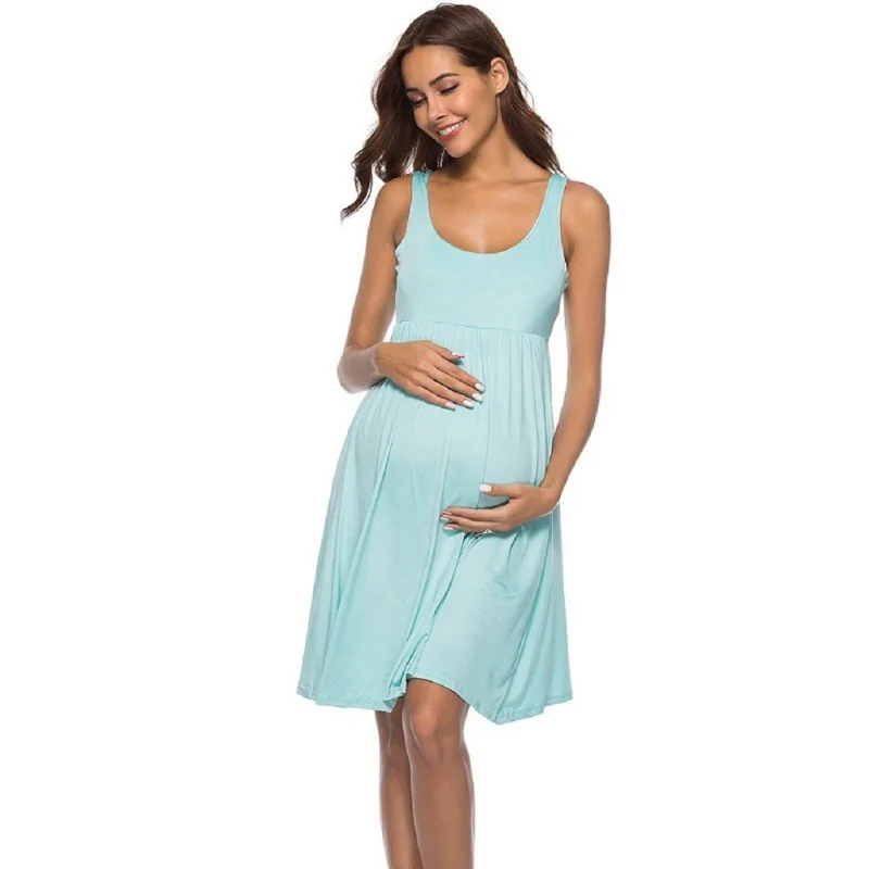 Лето, круглый вырез, без рукавов, однотонная юбка для беременных, платье-жилет, сексуальные платья, одежда для кормящих.