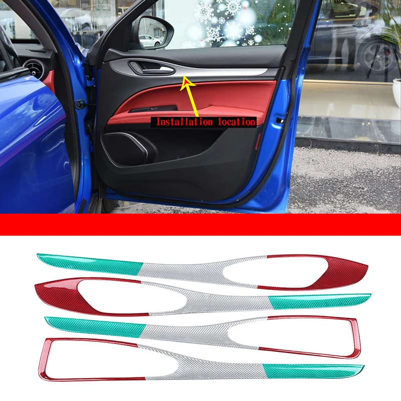 Настоящая Панель Для Отделки Внутренней Двери Автомобиля из Углеродного Волокна, Накладка Дверной Панели для Alfa Romeo Stelvio 2017-2020 Автомобильные Аксессуары