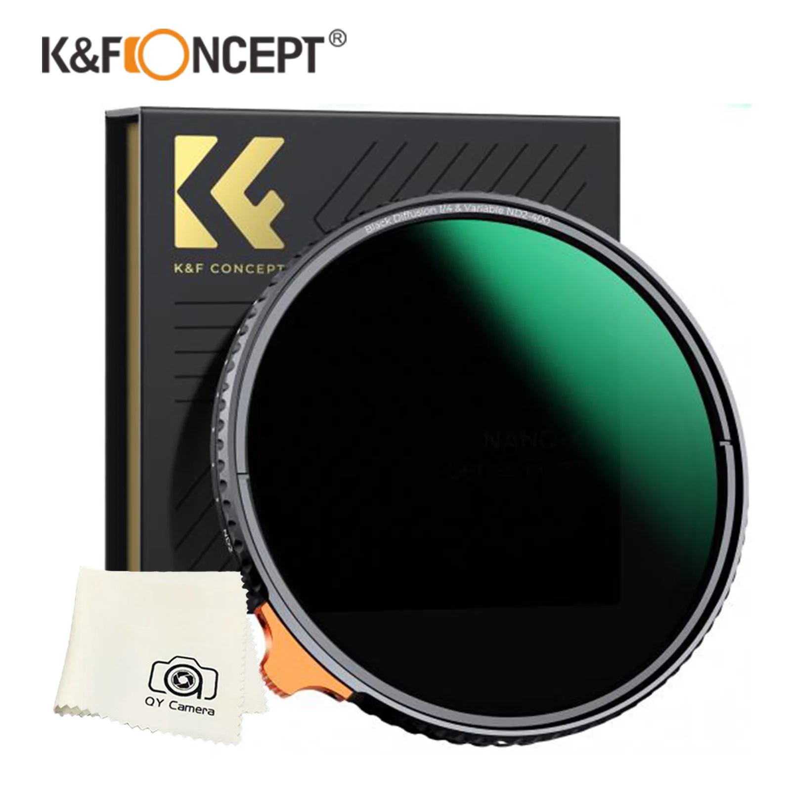 K & F Concept 2в1 2 в 1 Черный Туманный фильтр 1/4 + ND2-400 с регулируемым ND-фильтром с Зеленой Пленкой и рычагом Серии Nano-X